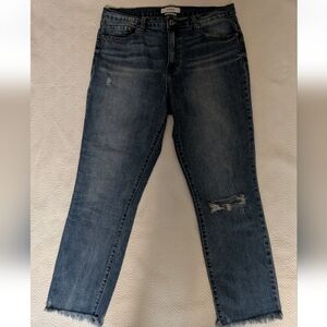 Pistola SZ 30 Jeans Distressed Frayed Hems Mid-Rise Light Wash Whiskered Blue